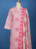 Pink Geometric Printed Cotton Salwar Suit With Dupatta