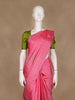 Pink Geometric Woven Pure Kanchipuram Silk Saree With Contrast Green Blouse