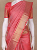 Pink Geometric Woven Pure Kanchipuram Silk Saree with Zari Border