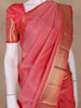 Pink Geometric Woven Pure Kanchipuram Silk Saree with Zari Border
