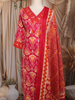 Pink Ikat Printed Cotton Salwar Suit with Dupatta