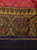 Pink Ikat Woven Silk Saree with Navy Blue Contrast Border