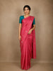 Pink Kanchipuram Bridal Silk Saree with Stripes and No Border