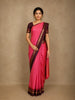 Pink Kanchipuram Silk Saree with Checks on the body and Contrast Zari Border