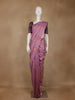 Pink Leaf Designed Soft Silk Saree With Contrast Purple Blouse - Diadem
