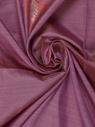 Pink Leaf Designed Soft Silk Saree With Contrast Purple Blouse - Diadem