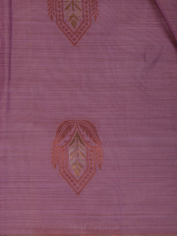 Pink Leaf Designed Soft Silk Saree With Contrast Purple Blouse - Diadem