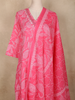 Pink Leaf printed Design Cotton Anarkali Salwar Suit with Printed Dupatta