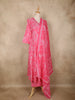 Pink Leaf printed Design Cotton Anarkali Salwar Suit with Printed Dupatta