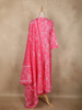 Pink Leaf printed Design Cotton Anarkali Salwar Suit with Printed Dupatta