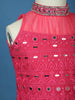 Pink Mirror Work Georgette Kids Palazzo Suit with Dupatta