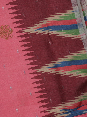 Pink Paisley Designed Soft Silk Saree - Diadem