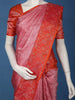Pink Parrot Motif Woven Pure Kanchipuram Silk Saree With Contrast Red Zari Border
