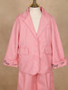 Pink Plain Cotton Blend Blazer Suit for Girls