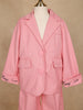 Pink Plain Cotton Blend Blazer Suit for Girls