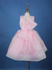 Pink Sequin Embellished Party Wear Organza Frock with Oversized Bow - Diadem