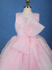 Pink Sequin Embellished Party Wear Organza Frock with Oversized Bow - Diadem