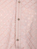 Pink Sequin Embroidered Cotton Kurta For Men - Diadem