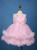 Pink Sequins Design Net Layered Frock