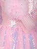 Pink Sequins Design Net Layered Frock