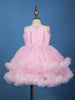 Pink Sequins Design Net Layered Frock