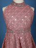 Pink Sequins Embroidered Silk Peplum Kids Palazzo Suit with Dupatta And Purse