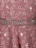 Pink Sequins Embroidered Silk Peplum Kids Palazzo Suit with Dupatta And Purse