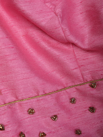 Pink Silk Readymade Blouse Adorned with Embroidery Design - Diadem