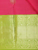 Pink Small Checks And Floral Design Kanchipuram Silk Saree with Zari  Border