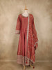Pink Small Floral Butta Woven Tissue Banarasi Gown with Dupatta