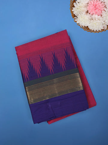 Pink Solid Cotton Saree Print Border - Diadem