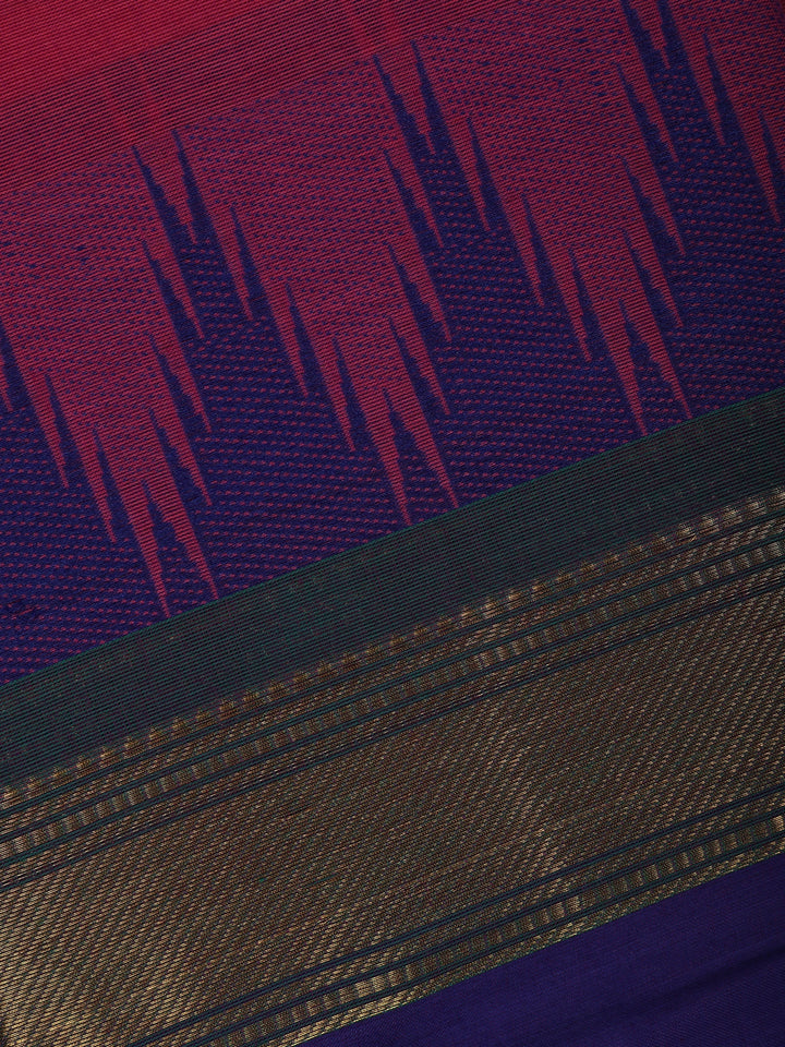Pink Solid Cotton Saree Print Border - Diadem