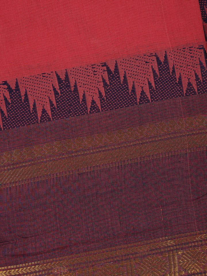 Pink Solid Design Cotton Saree With Zari Border - Diadem