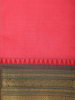 Pink Solid Design Cotton Saree with Contrast Green Zari Border