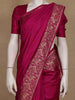 Pink Solid Design Raw Silk Saree with Zari Border