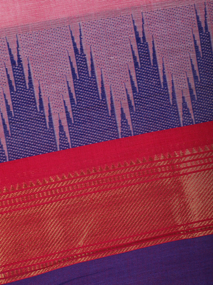 Pink Solid Designed Cotton Saree - Diadem