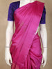 Pink Solid Soft Silk Saree with Contrast Purple Zari Pallu and Blouse
