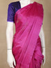 Pink Solid Soft Silk Saree with Contrast Purple Zari Pallu and Blouse