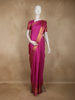 Pink Stripes Woven Pure Kanchipuram Silk Saree with Zari Border