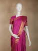 Pink Stripes Woven Pure Kanchipuram Silk Saree with Zari Border