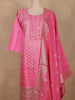 Cotton Candy Colour Zari Woven Silk Salwar Suit with Dupatta