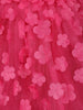 Pink 3D Floral Net Party Frock with Butterfly Brooch & Layered Bow - Diadem
