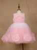 Pink 3D Floral Net Party Frock with Glitter - Diadem