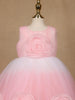 Pink 3D Floral Net Party Frock with Glitter - Diadem