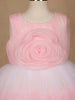 Pink 3D Floral Net Party Frock with Glitter - Diadem