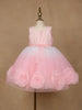 Pink 3D Floral Net Party Frock with Glitter - Diadem
