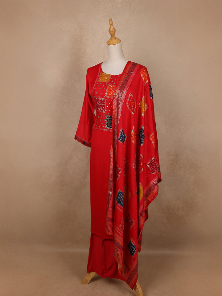 Pink Abstract Designed Cotton Salwar Suit - Diadem