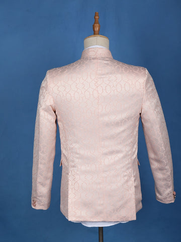 Pink Abstract Designed Jodhpuri Men's Suit - Diadem