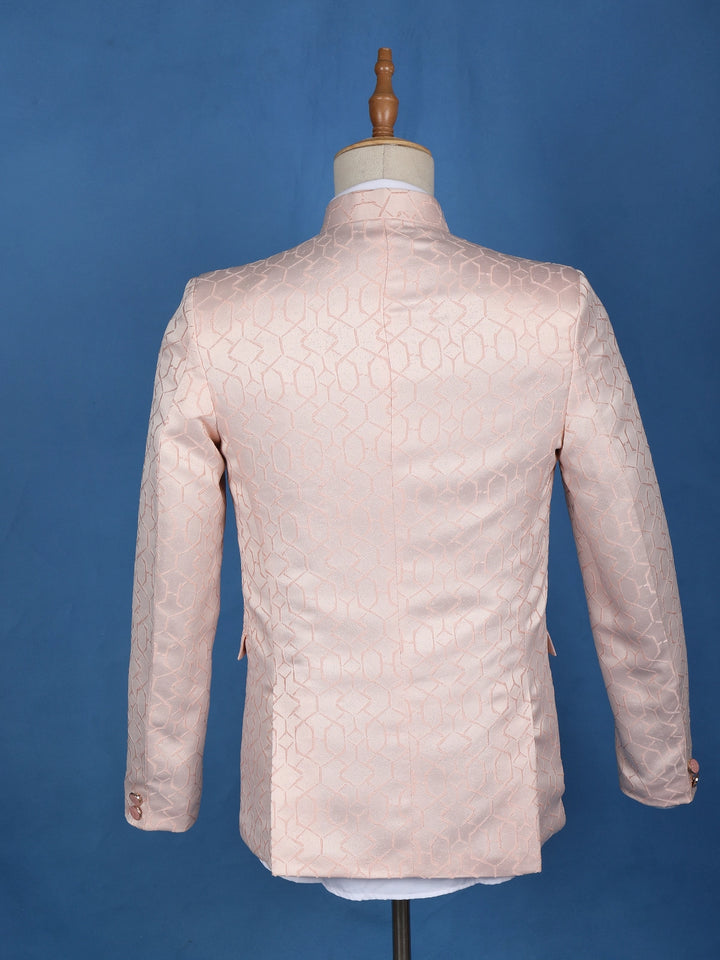 Pink Abstract Designed Jodhpuri Men's Suit - Diadem
