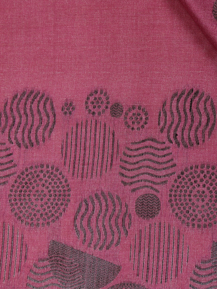 Pink Abstract Designed Semi Tussar Saree - Diadem